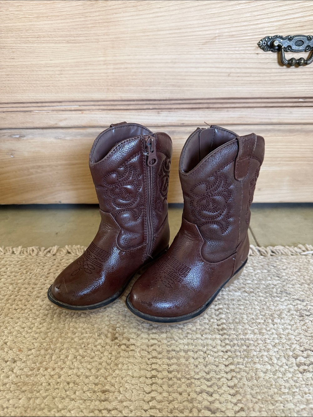 Cat & Jack Brown Embroidered Kids Cowboy Boots